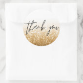 Gold Glitter Calligraphy Hartelijk dank Ronde Sticker (Tas)