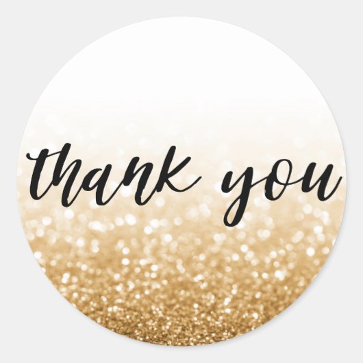 Gold Glitter Calligraphy Hartelijk dank Ronde Sticker (Voorkant)