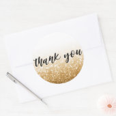 Gold Glitter Calligraphy Hartelijk dank Ronde Sticker (Envelop)