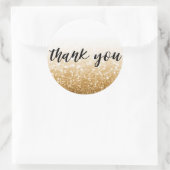 Gold Glitter Calligraphy Hartelijk dank Ronde Sticker (Tas)