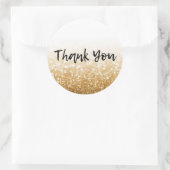 Gold Glitter Calligraphy Hartelijk dank Ronde Sticker (Tas)