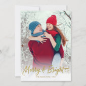 Gold Glitter Calligraphy Photo Merry and Bright Kaart (Voorkant)