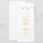 Gold Glitter Calligraphy Wedding Menu Dinner Cards (Voorkant / Achterkant)