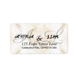 Gold Glitter Calligraphy Wedding Return Etiket