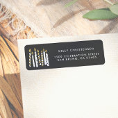 Gold Glitter Candles Birthday Return Address Etiket