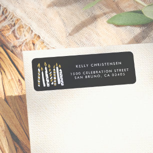 Gold Glitter Candles Birthday Return Address Etiket