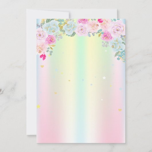 Gold Glitter Castle FIoral Iridescent Birthday Kaart (Achterkant)