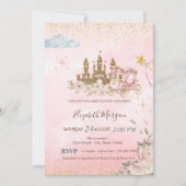 Gold Glitter Castle,FlowersCarriage Baby Shower  Kaart (Voorkant)