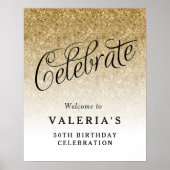Gold Glitter Celebrate Custom Welkom Poster (Voorkant)