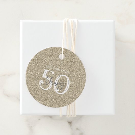 Gold Glitter Celebrating 50 jaar Elegant Chic Fav Bedankjes Labels (In situ)