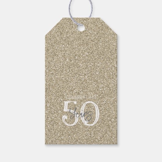 Gold Glitter Celebrating 50 jaar verjaardag Elegan Cadeaulabel (Voorkant)
