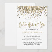 Gold Glitter Celebration of Life Kaart (Voorkant / Achterkant)