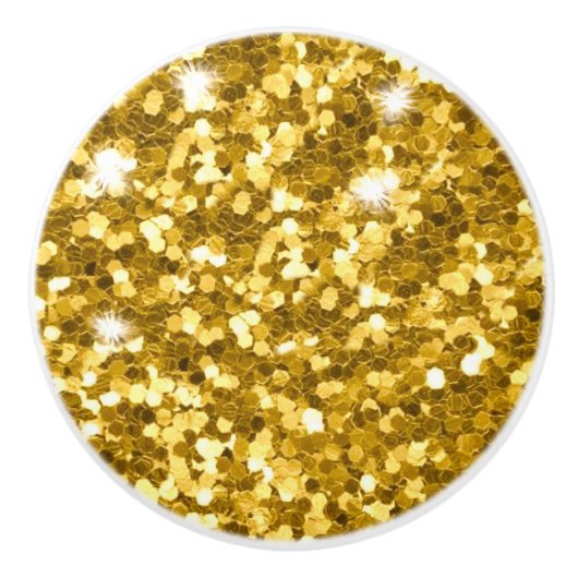 Gold Glitter Ceramic Knob. Keramische Knop (Voorkant)