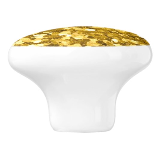 Gold Glitter Ceramic Knob. Keramische Knop (Zijkant)