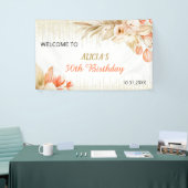 Gold Glitter Chain Yellow Orange Floral Birthday Spandoek (Beurs)