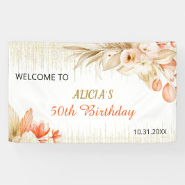 Gold Glitter Chain Yellow Orange Floral Birthday Spandoek