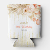 Gold Glitter Chain Yellow Orange Flower Birthday  Blikjeskoeler (Achterkant)