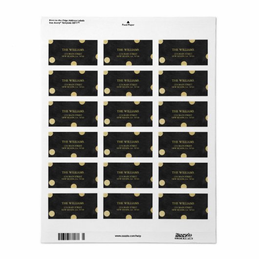Gold Glitter Chalkboard Mailing Labels (Full Sheet)