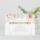Gold Glitter Champagne | 30e verjaardag Kaart (Staand voorkant)