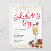 Gold Glitter Champagne Galentines Day Kaart (Voorkant)
