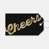 Gold Glitter Cheers Christmas Holiday Gift Label Cadeaulabel (Voorkant (Horizontaal))