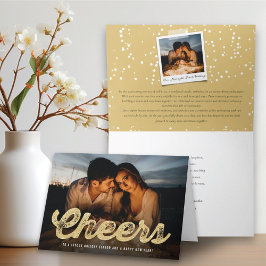 Gold Glitter Cheers Kerststijlvolle foto Feestdagen Kaart