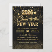 Gold Glitter Cheers to the New Year Invitation Kaart (Voorkant)