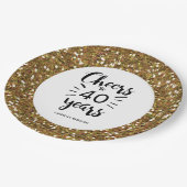 Gold Glitter Cheers tot 40 jaar Papieren Bordje (Gekanteld)