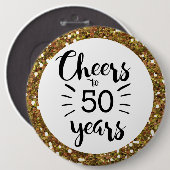 Gold Glitter Cheers tot 50 jaar Button (Voorkant /achterkant)