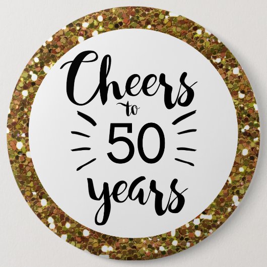 Gold Glitter Cheers tot 50 jaar Button (Voorkant)