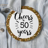 Gold Glitter Cheers tot 50 jaar Button (In situ)