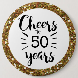 Gold Glitter Cheers tot 50 jaar Button