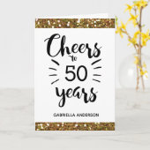 Gold Glitter Cheers tot 50 jaar 's ochtends Kaart (Gele Bloem)