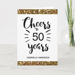 Gold Glitter Cheers tot 50 jaar 's ochtends Kaart