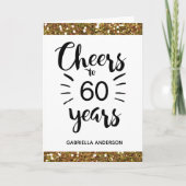 Gold Glitter Cheers tot 60 jaar verjaardag Kaart (Voorkant)