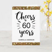 Gold Glitter Cheers tot 60 jaar verjaardag Kaart (Gele Bloem)