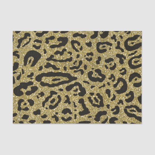 Gold Glitter Cheetah Leopard Animal Print Party Tissuepapier (Voorkant)