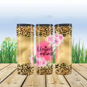 Gold Glitter Cheetah Print Blessed Mama Thermosbeker