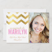 Gold Glitter Chevron Foto Afstuderen Kaart (Voorkant)