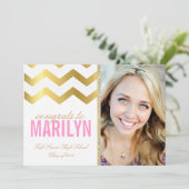 Gold Glitter Chevron Foto Afstuderen Kaart (Staand voorkant)