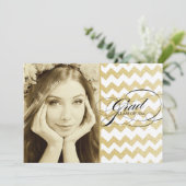 Gold Glitter Chevron Graduation Invitations Kaart (Staand voorkant)