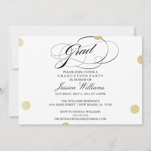 Gold Glitter Chevron Graduation Invitations Kaart (Achterkant)
