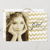 Gold Glitter Chevron Graduation Invitations Kaart (Voorkant / Achterkant)