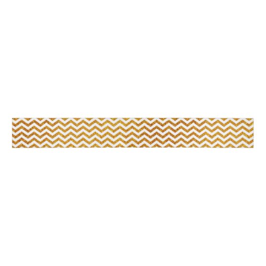 Gold Glitter Chevron Holiday Satin Ribbon Grosgrain Lint (Voorkant)