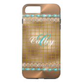 Gold Glitter Chevron met neushoorn Case-Mate iPhone Case (Achterkant)