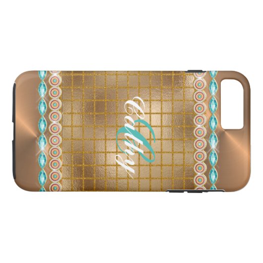 Gold Glitter Chevron met neushoorn Case-Mate iPhone Case (Achterkant (Horizontaal))
