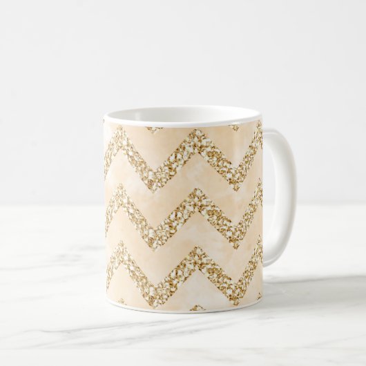Gold Glitter Chevron Modern Ombre Koffiemok (Voorkant rechts)