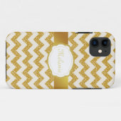 Gold Glitter Chevron Monogram iPhone Case-Mate iPhone Case (Achterkant (horizontaal))