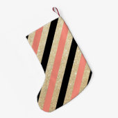 Gold Glitter Chevron Monogram Stocking Kleine Kerstsok (Achterkant (Hangend))