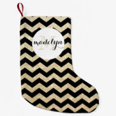 Gold Glitter Chevron Monogram Stocking Kleine Kerstsok (Voorkant)